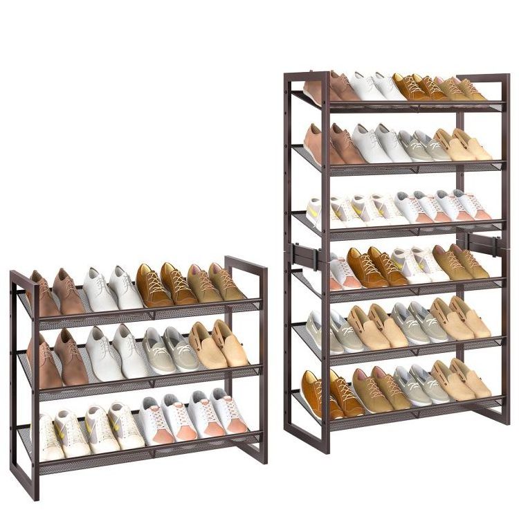 Wholesale Small Stackable Shoe Racks 3/4/5/6/8/10 Tier Shoe Storage Stand for Entryway 12/16/20/24/32/40 Pairs Shoes Organizer