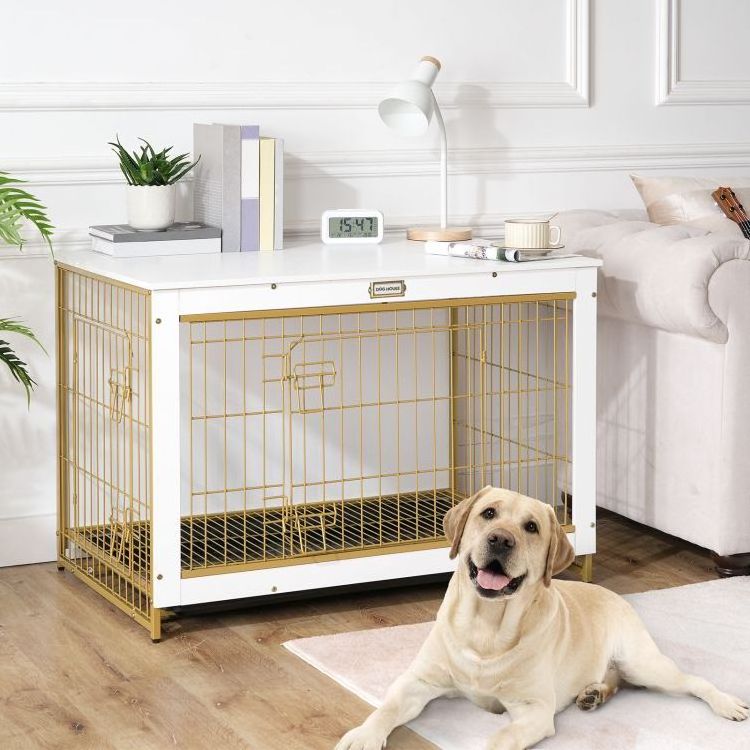 Wholesale Dog Crate Industrial Style XL XXL XXXL Dog Kennel with 2/3 Doors Dog Cage House with Wood Top and Metal Doors