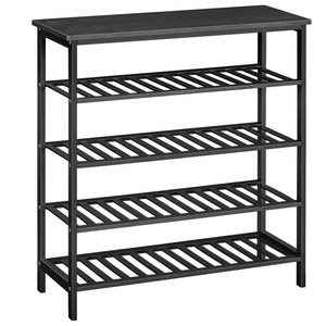 Wholesale Bamboo Black Wooden 5 Tier Shoe Stand Rack Organizer Holds 16-20 Pairs Shoe Shelf Storage of Shoes for Entryway Closet