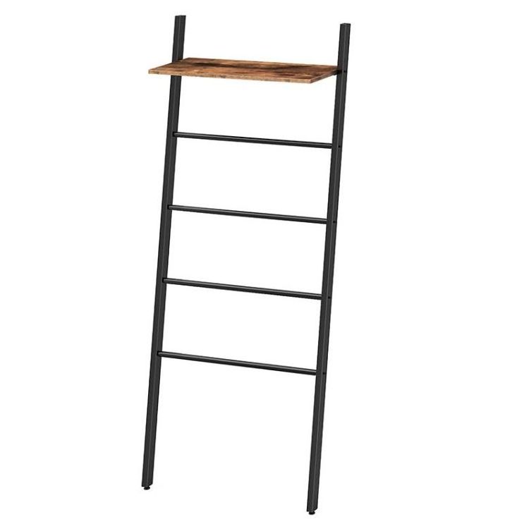 Wholesale HOOBRO Ladder Towel Rack 5-Tier Wall Leaning Towel Rack Ladder Shelf Blanket Rack with Shelf Ladder for Bathroom