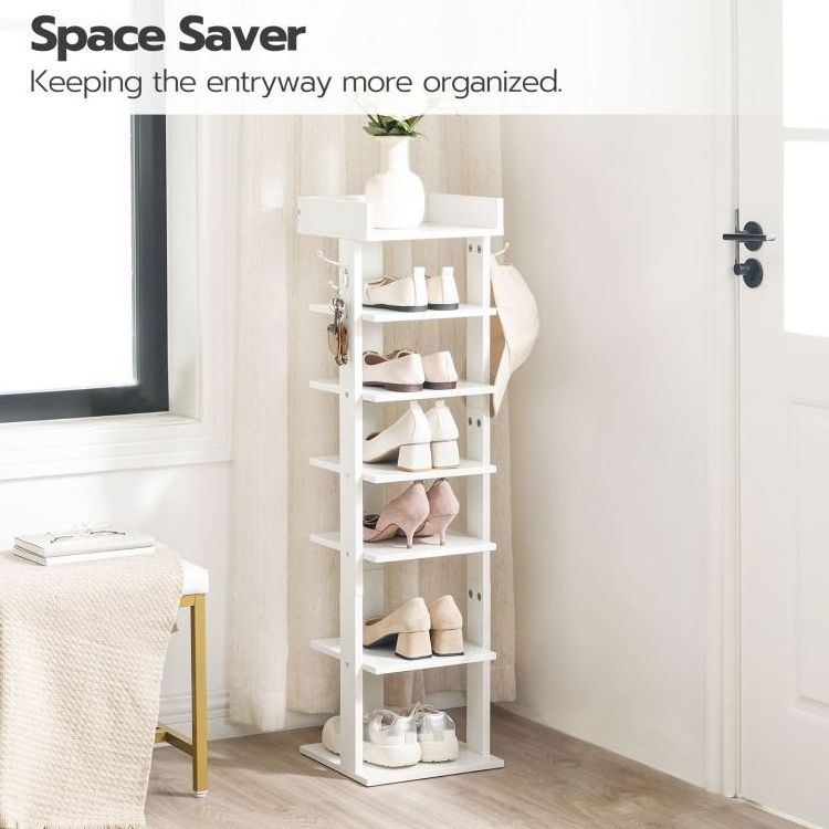 Wholesale Tall Slim Shoe Storage Racks Stand 8 Tier Vertical Small Shoe Cabinet Cubby Organiser Narrow Shoe Tower for Bedroom