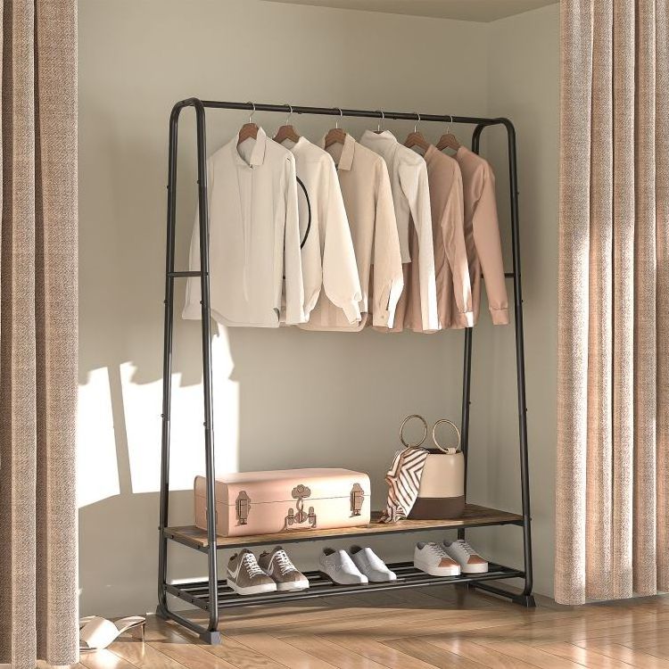 Clothes Rack Garment Rack for Hanging Clothes Industrial Clothing Rack with Shelves Hooks Metal Frame for Bedrooms Entrances