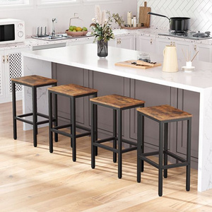 Wholesale Rectangle Dining Stools Set of 2 Industrial Style Tall Chairs Rectangular Height Breakfast Stool Bar Counter Chair