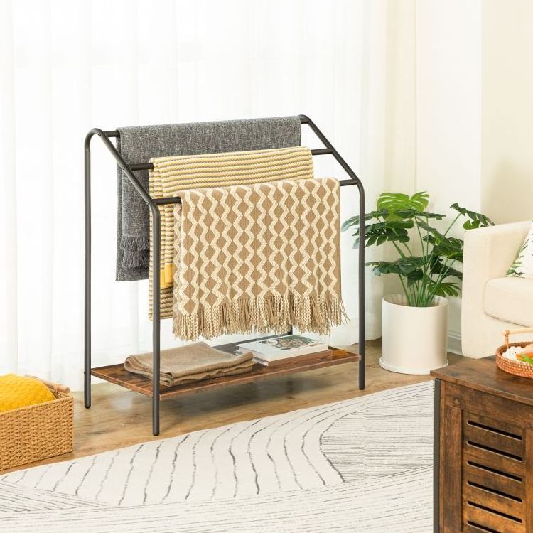 Wholesale Blanket Rack Industrial Style Freestanding Towel Ladder Storage Stand Towel Drying Rack