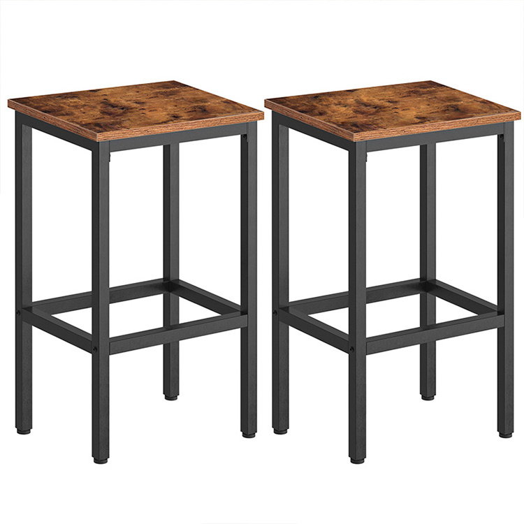 Wholesale Rectangle Dining Stools Set of 2 Industrial Style Tall Chairs Rectangular Height Breakfast Stool Bar Counter Chair