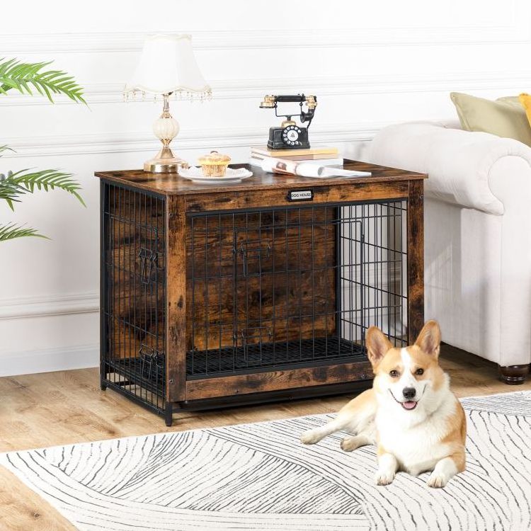 Wholesale Dog Crate Industrial Style XL XXL XXXL Dog Kennel with 2/3 Doors Dog Cage House with Wood Top and Metal Doors