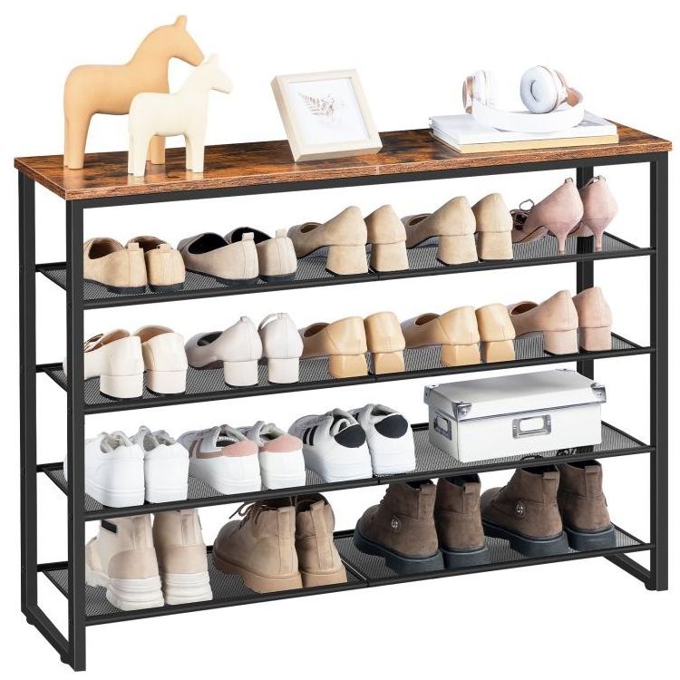 Wholesale High Quality Industrial 3/4/5/6/7/8/9/10 Tier Layers Metal Long Shoe Rack Organizer Space Saving Shoe Rack Shelves