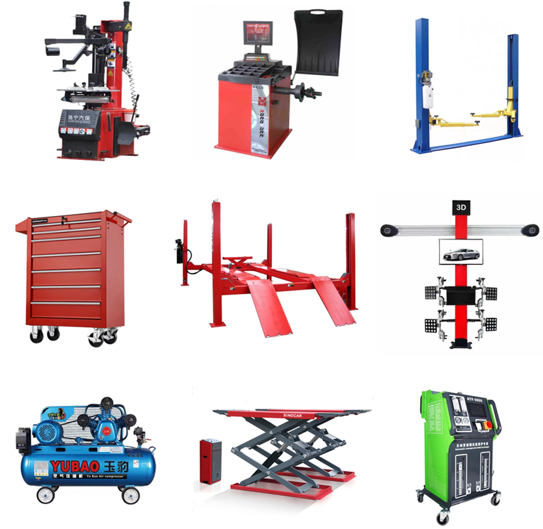 Garage Car repair Equipment Combos Tyre Changer Wheel Balancer Car Lifter 3D Wheel alignment Tools Cabinet Air Compressor