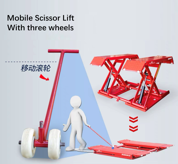 1.2m/1.4m and 4t Mobile Scissor Car lift 4000kg Movable Scissor lift platform