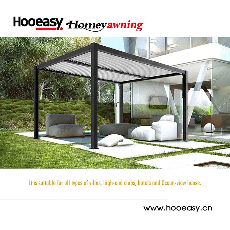 Hooeasy&Homey Waterproof Louver Roof System Kits Outdoor Gazebo Garden Bioclimatic Aluminium Pergola