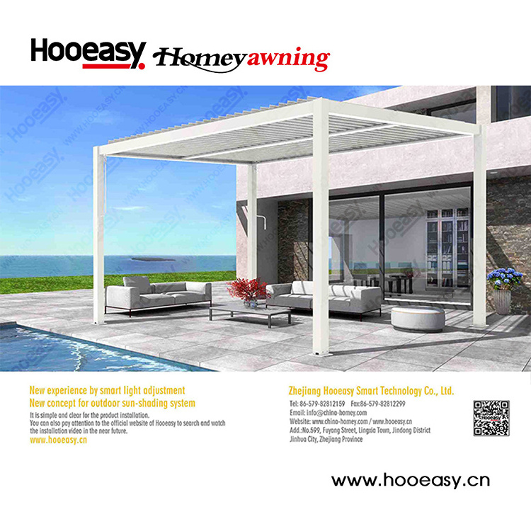 Hooeasy&Homey Waterproof Louver Roof System Kits Outdoor Gazebo Garden Bioclimatic Aluminium Pergola