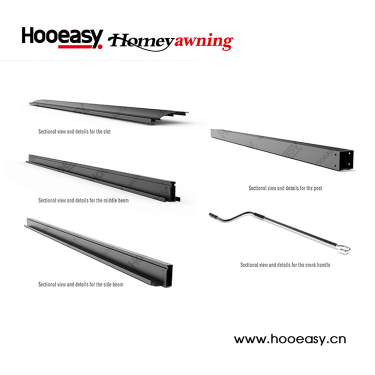 Hooeasy&Homey manual crank rainproof opening and closing roof system mirador gazebo Aluminum louvres