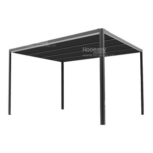 Hooeasy&Homey Reasonable price black waterproof wrought aluminum pergola pavilion covers outdoor with retractable shade