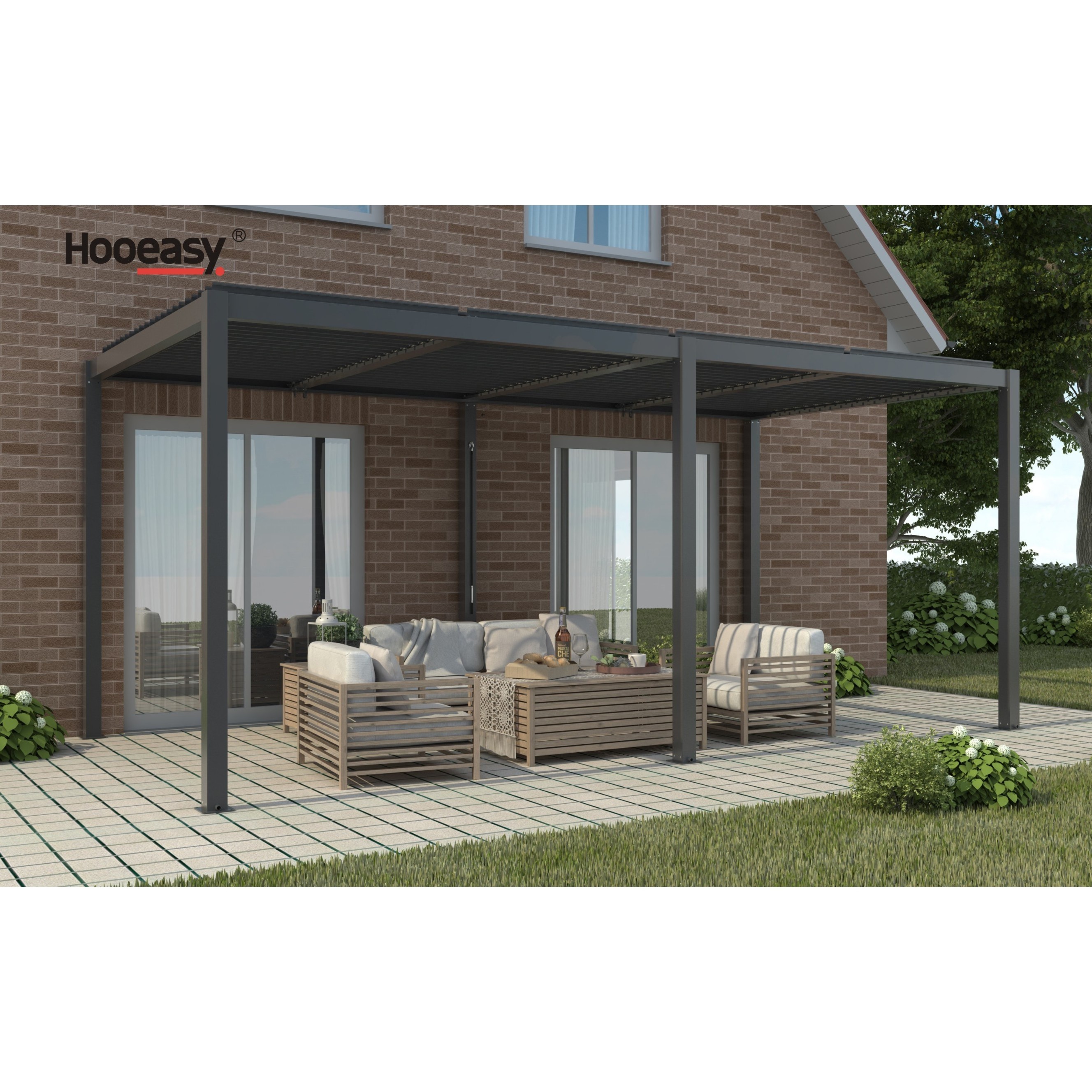 Hooeasy&Homey Best price sun shade awning waterproof door canopy outdoor awning with RGB lighting