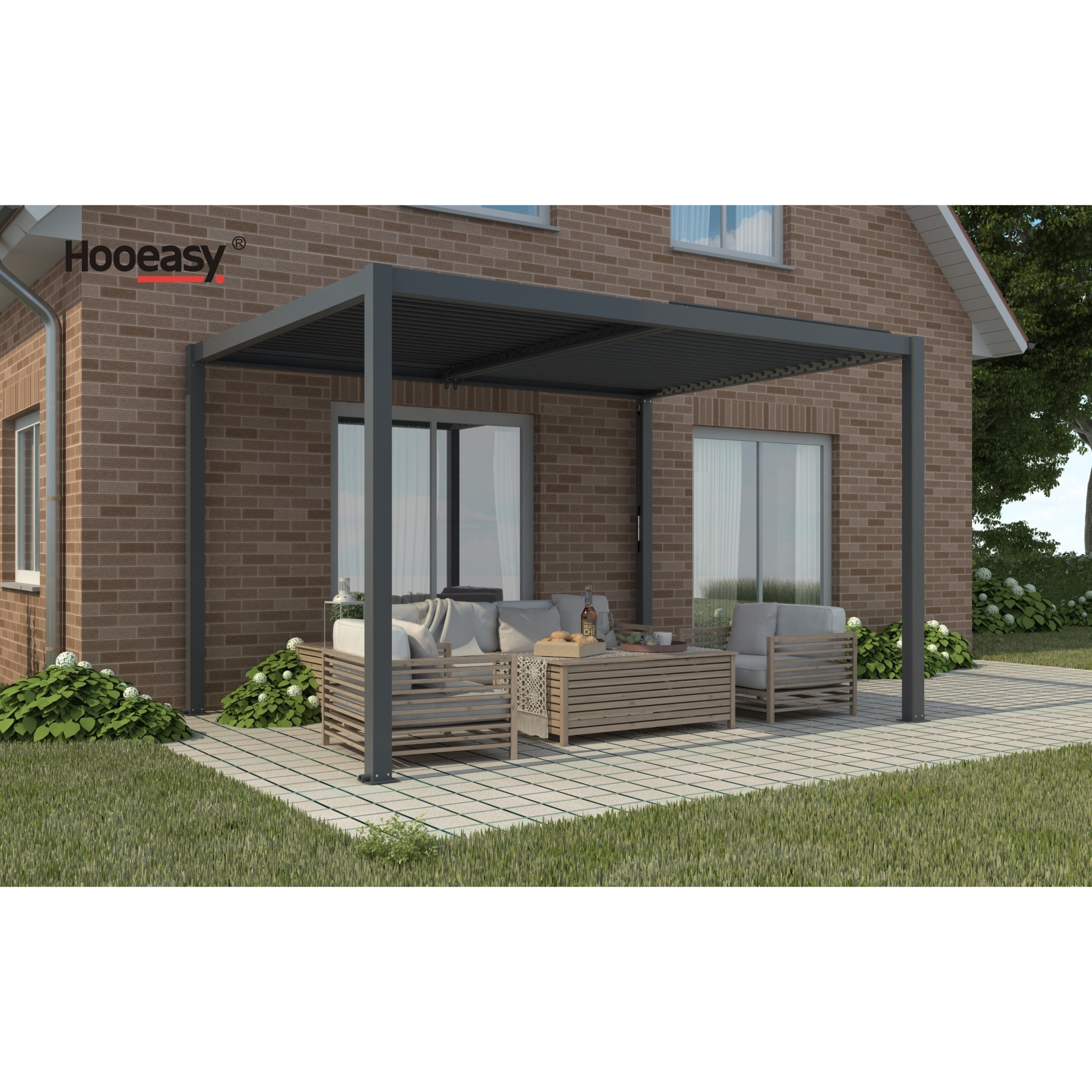 Hooeasy&Homey Best price sun shade awning waterproof door canopy outdoor awning with RGB lighting