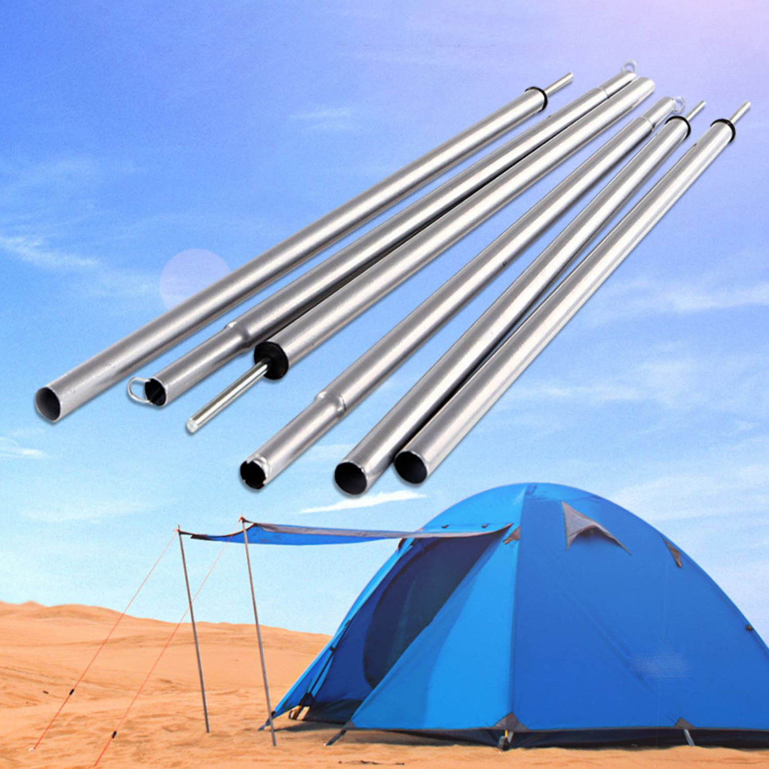 OEM Telescopic Adjustable Steel Tent / Awning Poles / Extension Galvanized Steel Tent Pole Iron Pipe