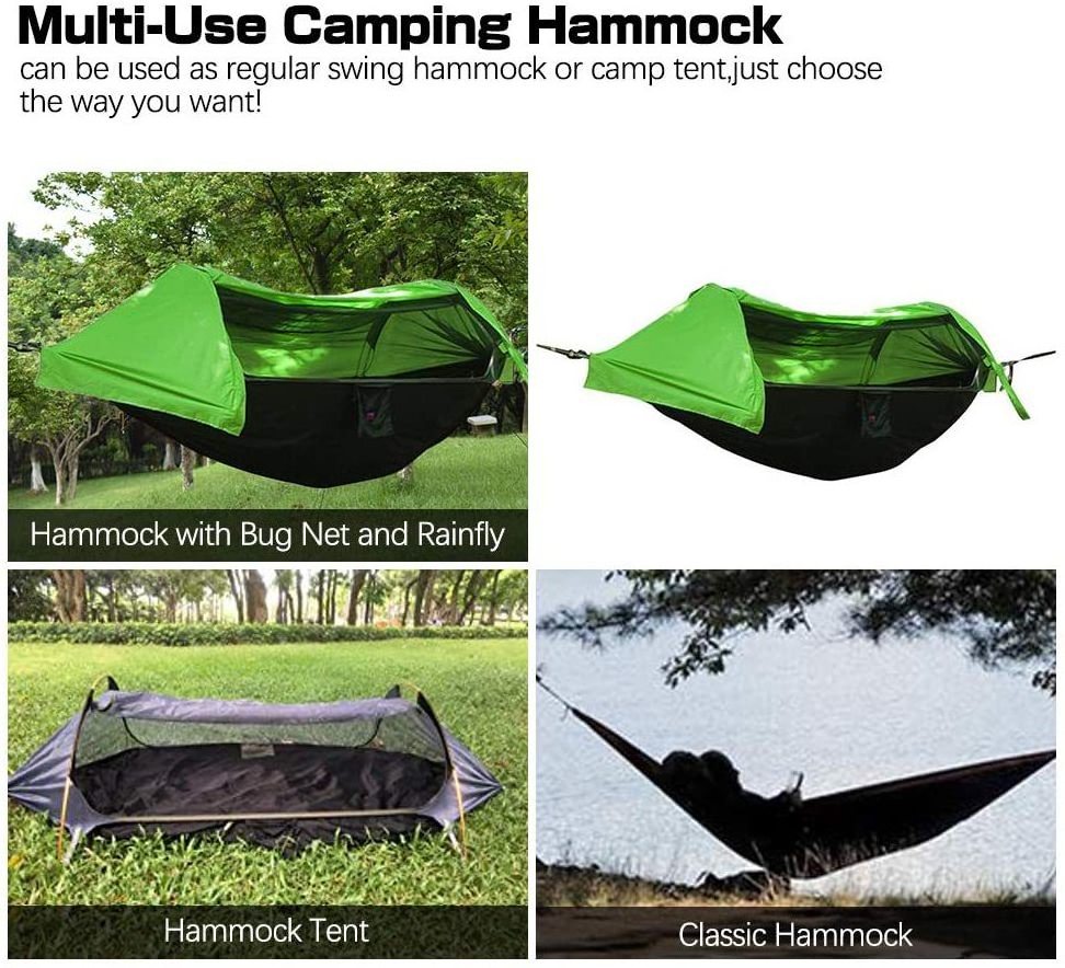 Lightweight Camping Hammock Tent with Mosquito Net and Rain Fly for 1-2 Persons Backpacking Bed with Tree Strap