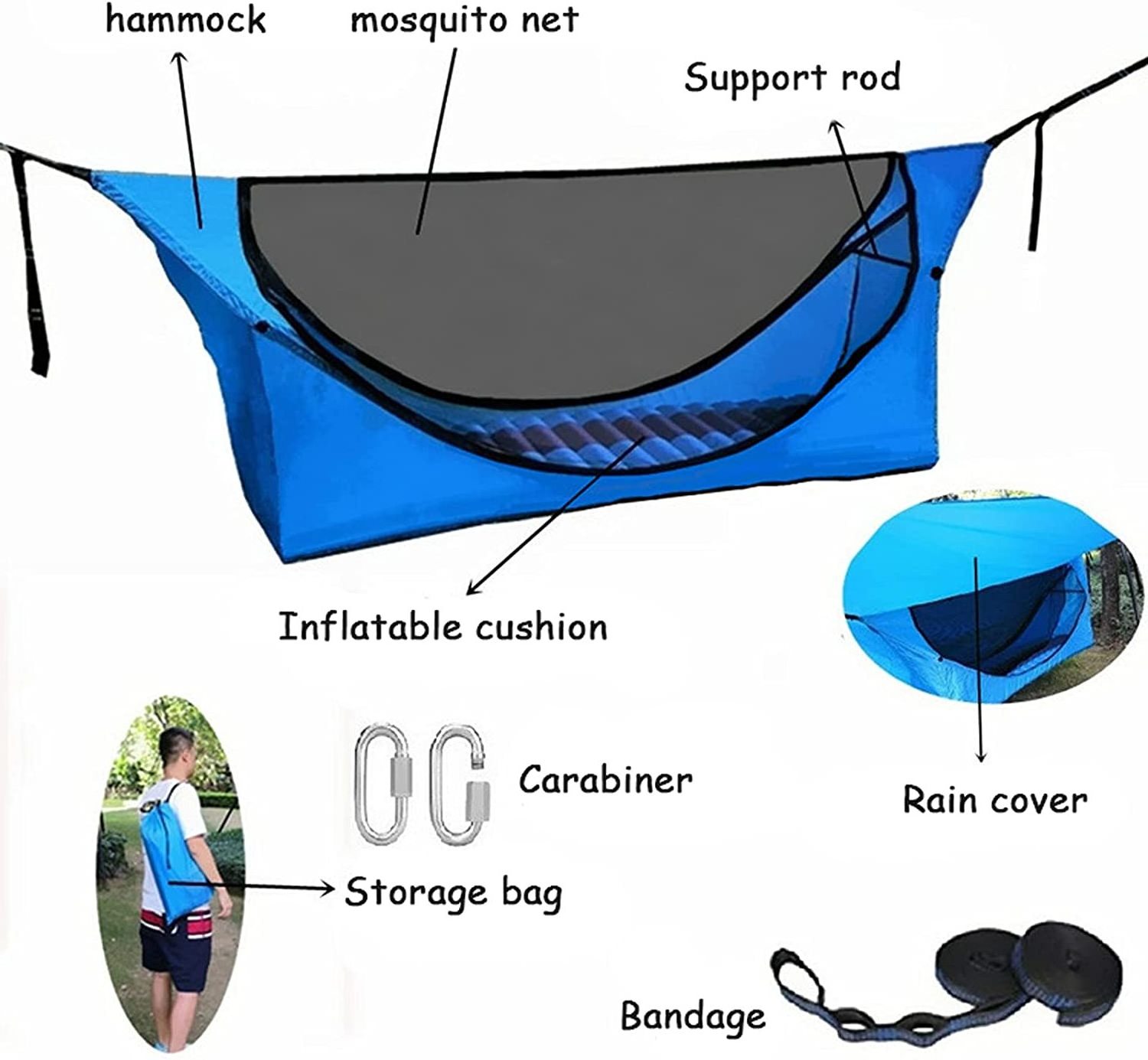 Lightweight and Portable Hammock Tent Hanging Hammock With Sleeping Pad