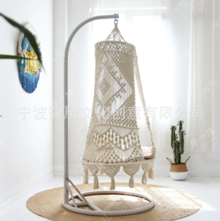 Hand-Woven Hanging Cotton Rope Macrame Swing Hammock Chair Bohemian Balcony Swing Chair