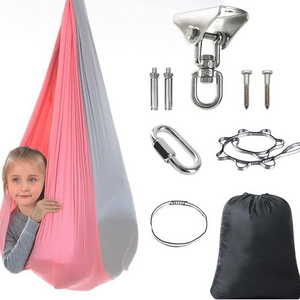 Sensory Swing - Therapy Hammock Autism, ADHD, Aspergers Double Layer Reversible Pink and Grey Hardware Included