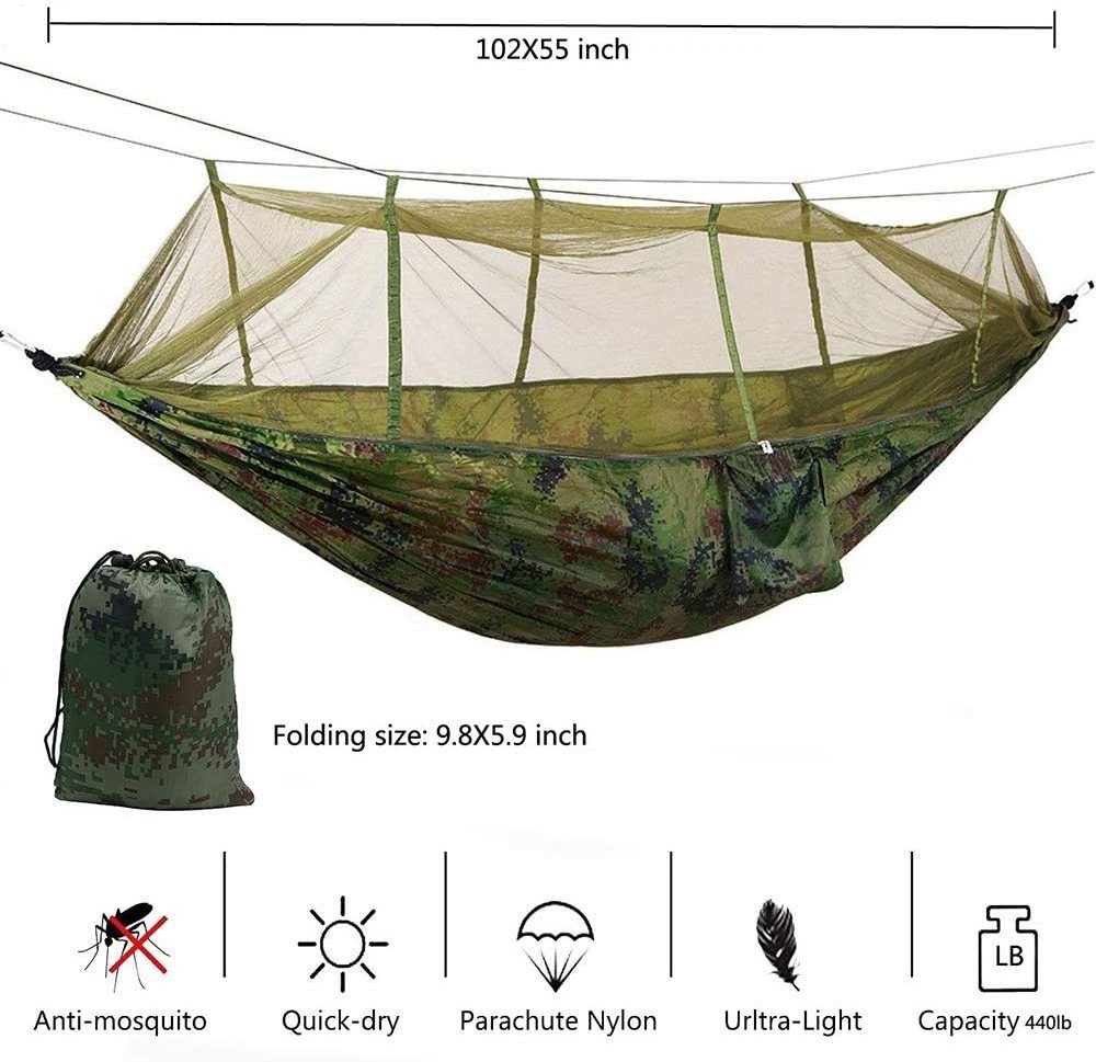 Custom Portable Camping Hammock with Adjustable Mosquito Net hammock with canopy