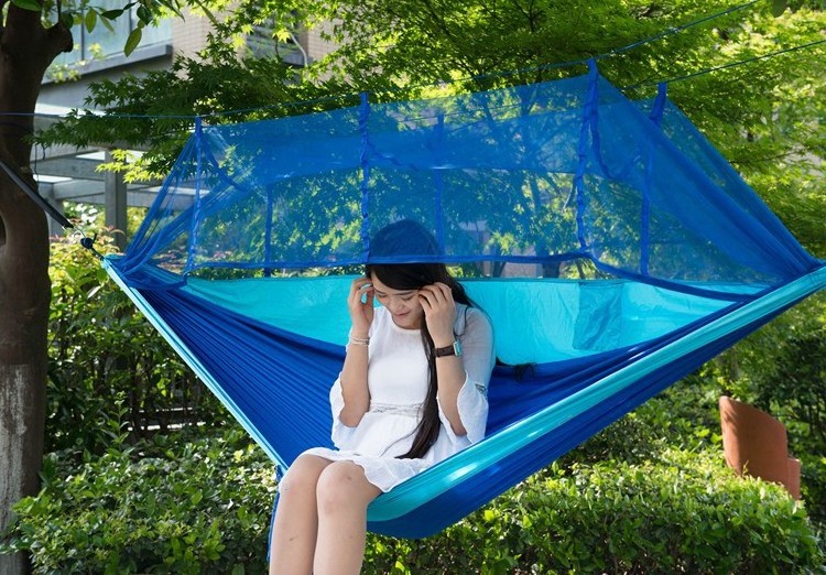 Camping Hammock 2 Person with mosquito Net and rain fly tarp Heavy Duty Waterproof Lightweight Nylon Portable