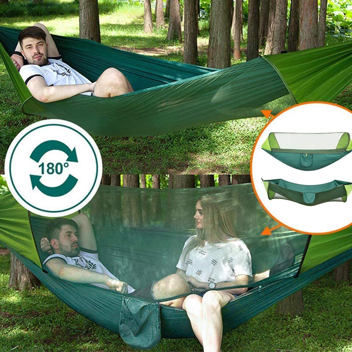 Newest 2 Persons Quick-open Design Portable Hammock Bug Net Outdoor Camping Pattern Double Mosquito Net Hammock