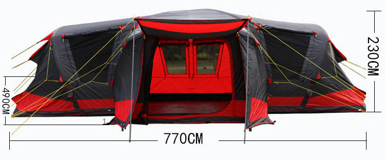 Outdoor 3 rooms 8-18 Persons Inflatable Family Camping Tent