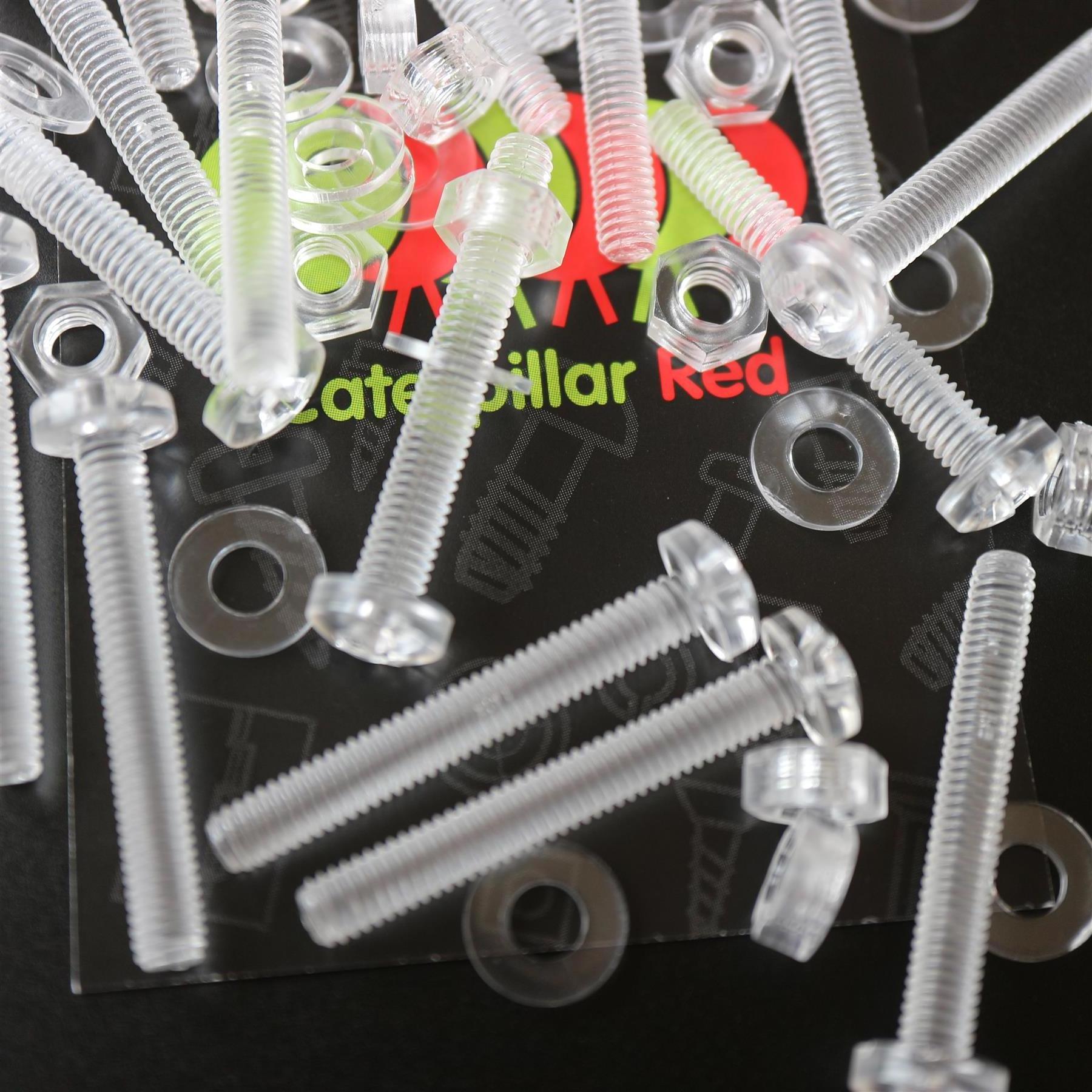 M4 x 30mm Transparent Clear Acrylic Plastic Screws with Nuts Bolts