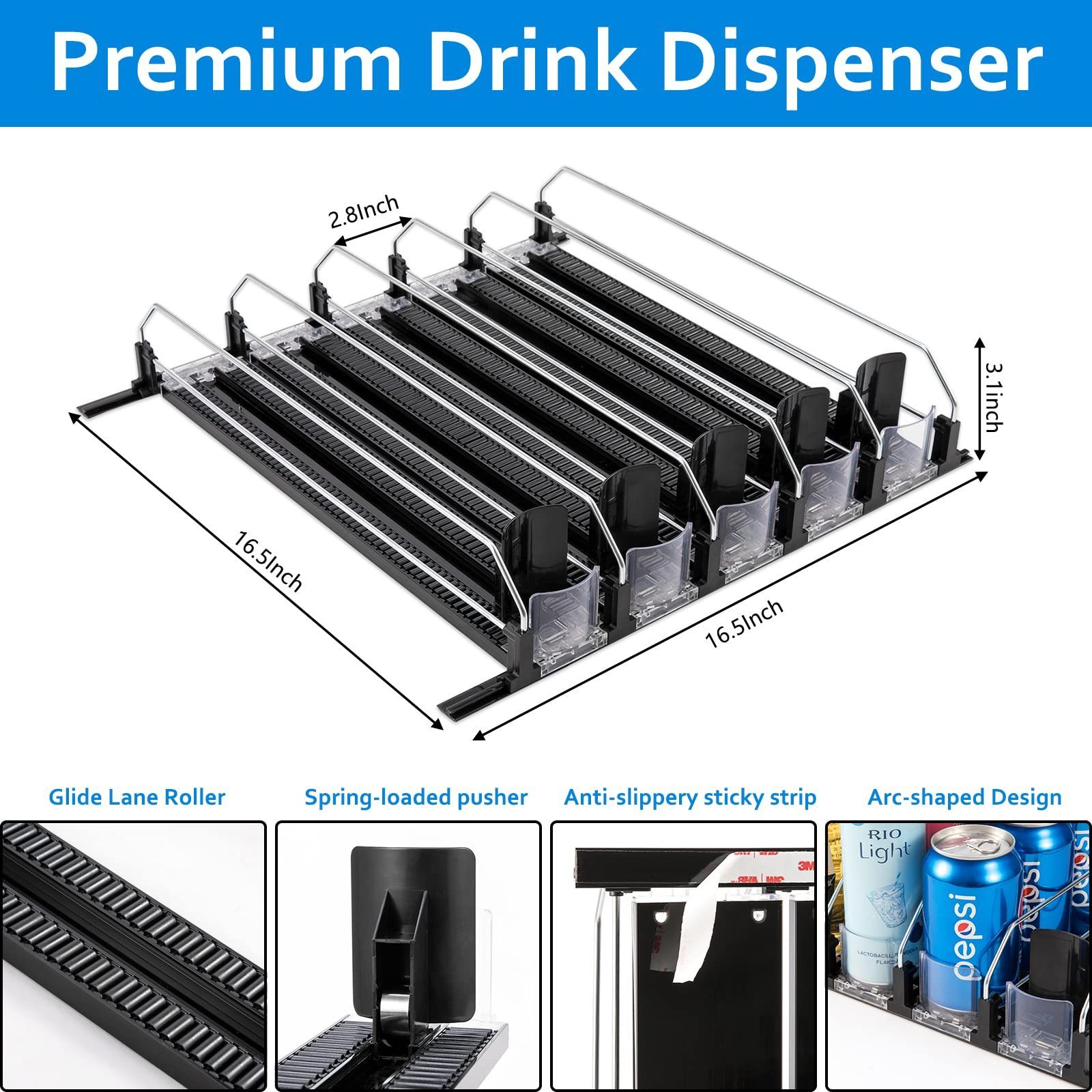 Supermarket Roller Beverage Shelf pusher Flex Shelf Roller for Refrigerating Equipment