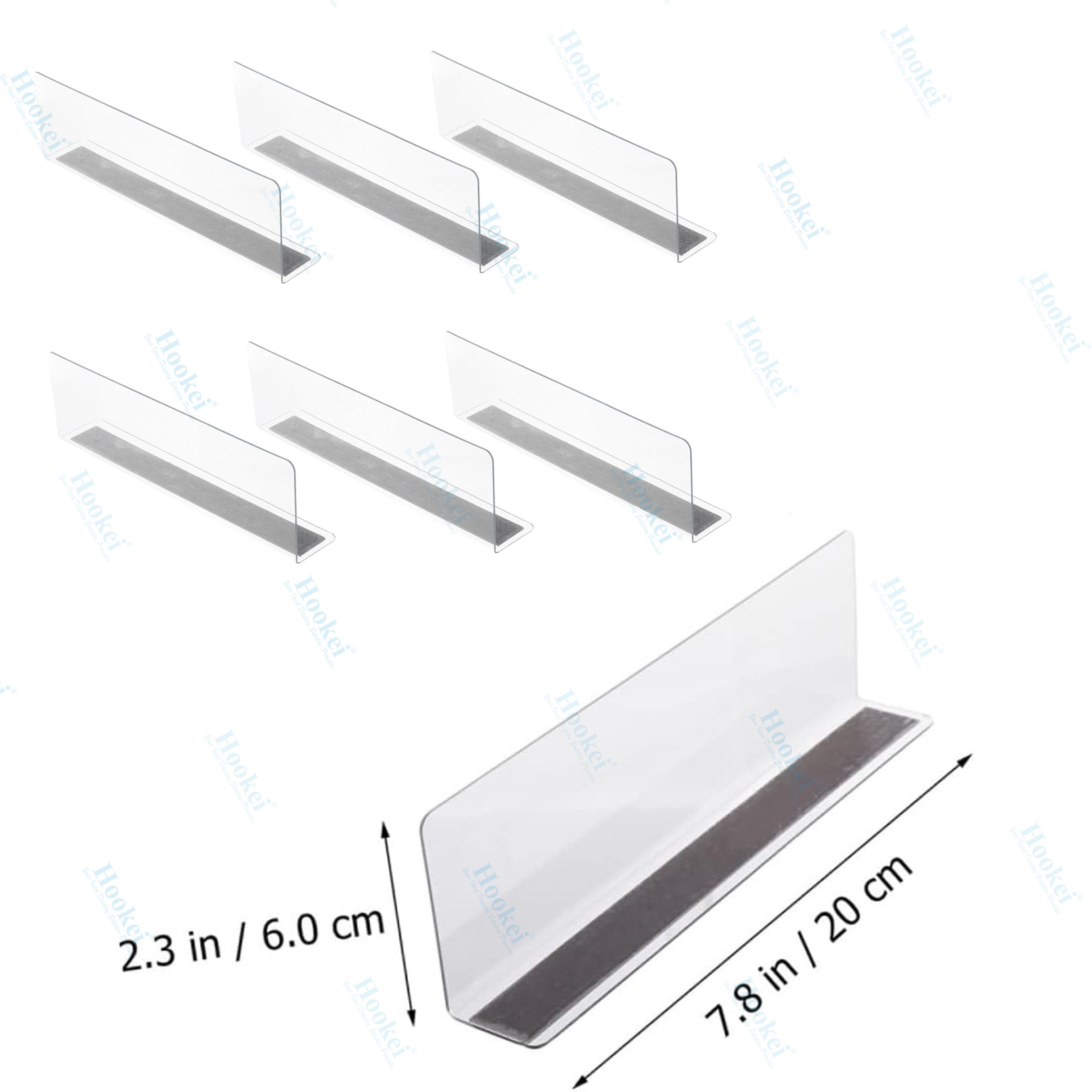 Plastic PVC Commodity Divider Store Goods Separator Clear Shelf Dividers for Closets Small Storage L Shaped Side Bookshelf