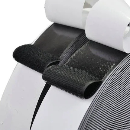 Self Adhesive Hook and Loop Strip Set with Super Sticky Back Glue Nylon Fabric Fastener Black White