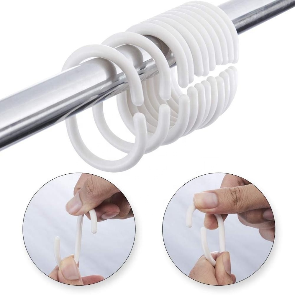 Bathroom Rod C shaped White/Clear Plastic Shower Curtain Rings Hooks for Office Bed Room Tent Windows Curtain Hanger