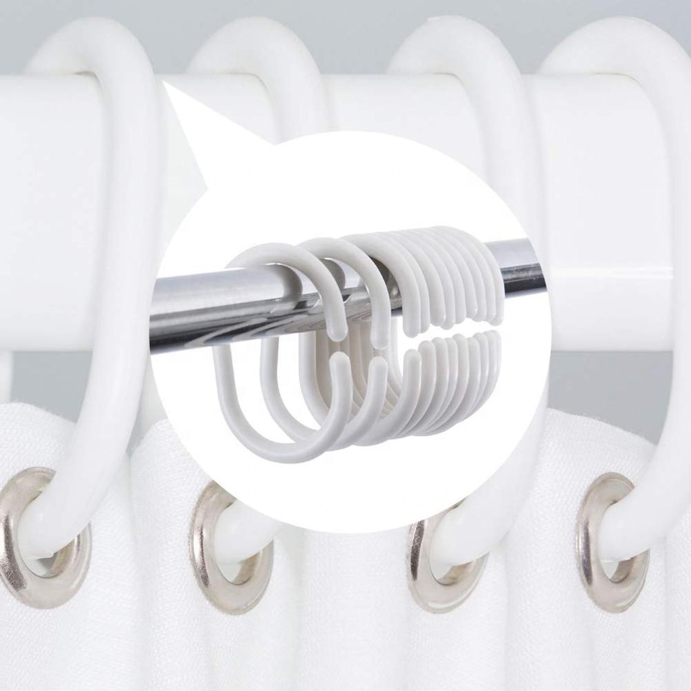 Bathroom Rod C shaped White/Clear Plastic Shower Curtain Rings Hooks for Office Bed Room Tent Windows Curtain Hanger