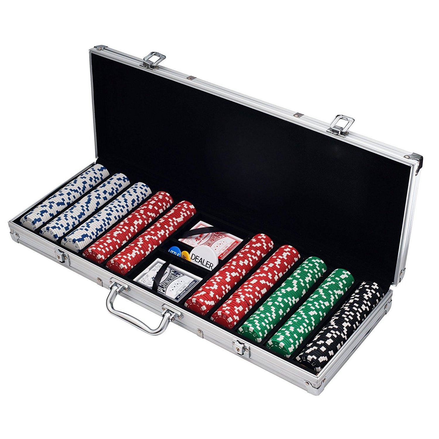 Best selling wholesale Poker Chip Set with Aluminum case 500 pcs Classic Casino Chips 5 Colors for gambling and party game