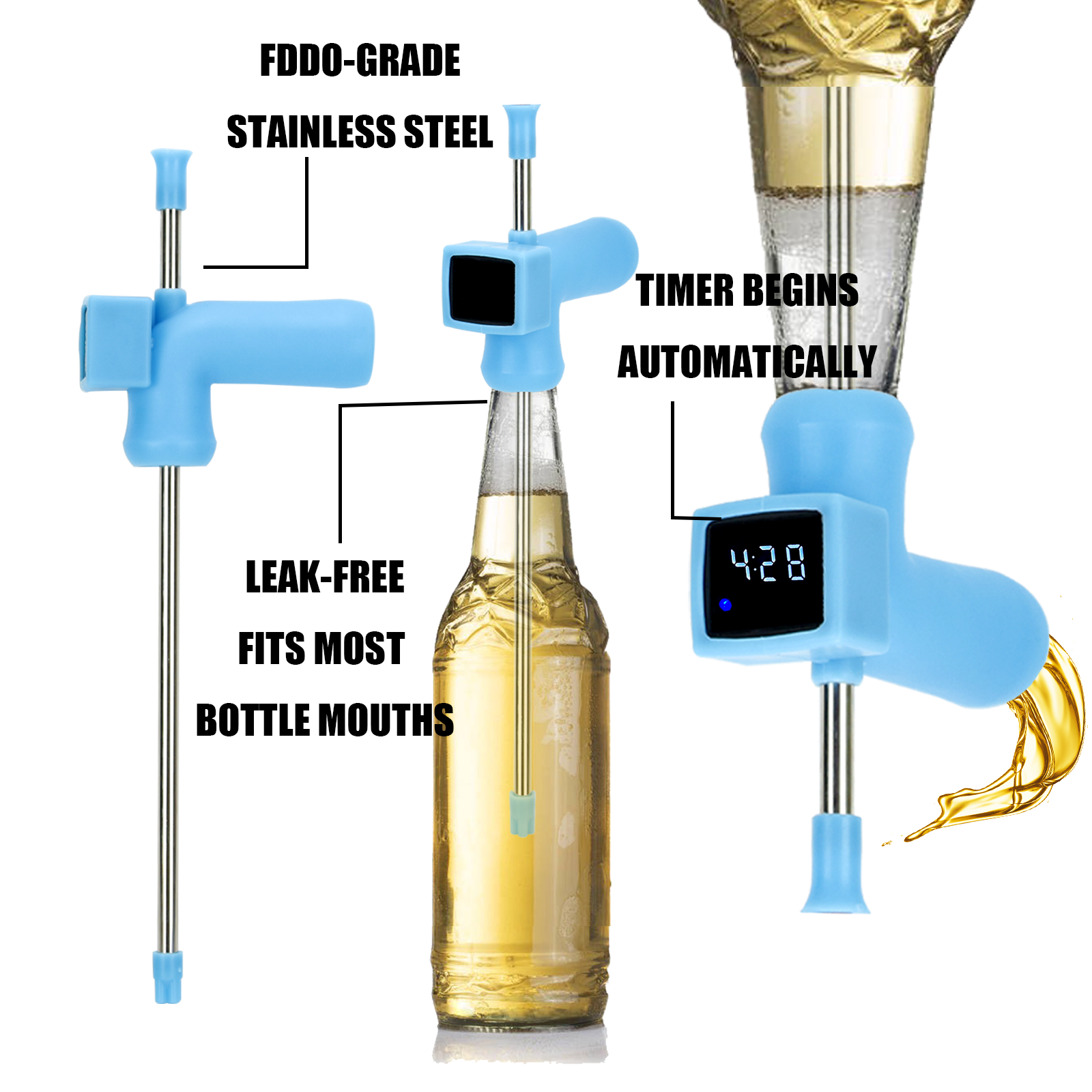 Party Supply Drinking Snorkels Game,Custom Color Timer Beer Snorkel