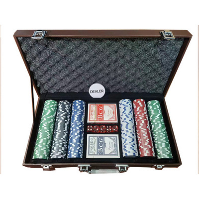 New Arrival Wholesale Custom PU Leather Box Case With Gamble Game 11.5 g Chips Poker Chip Set for Adult