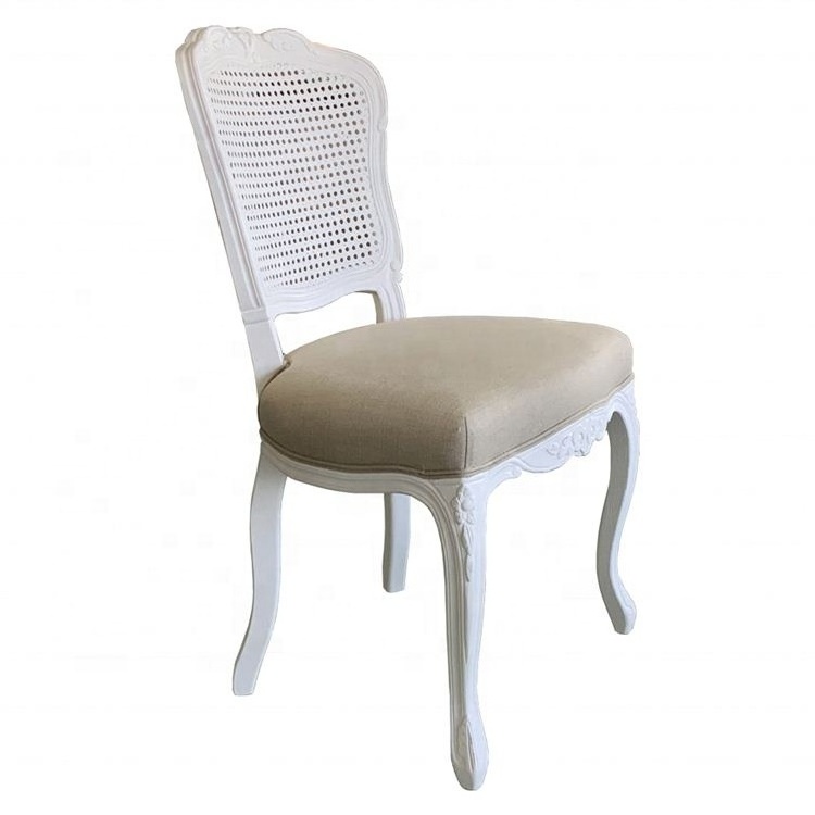 French Style Oak Dining Chair with Hand Carved Rattan Back P2149R