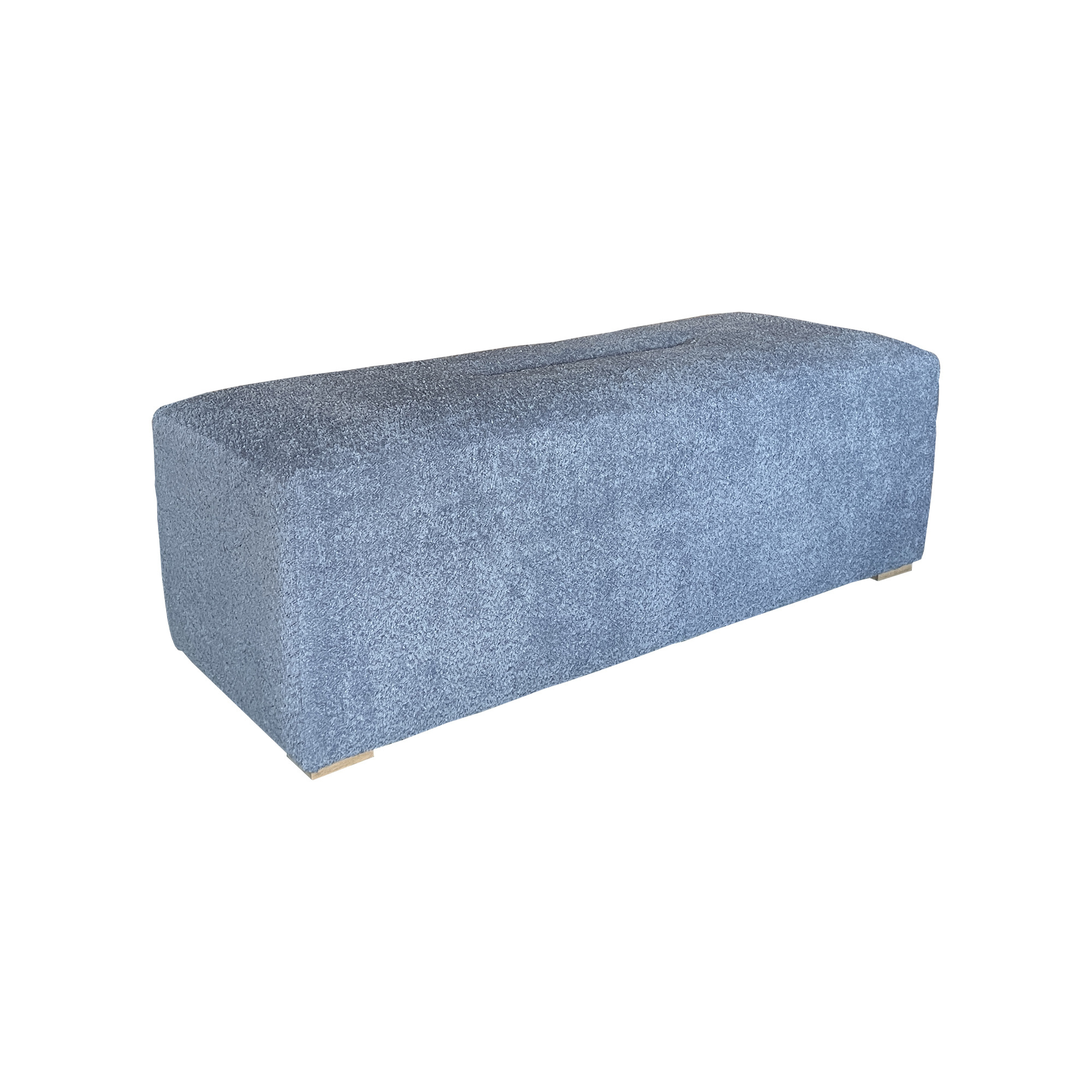 HLM45 Modern Minimalism Premium Boucle Fabric Ottoman Long Blue Bed End Stool Bench