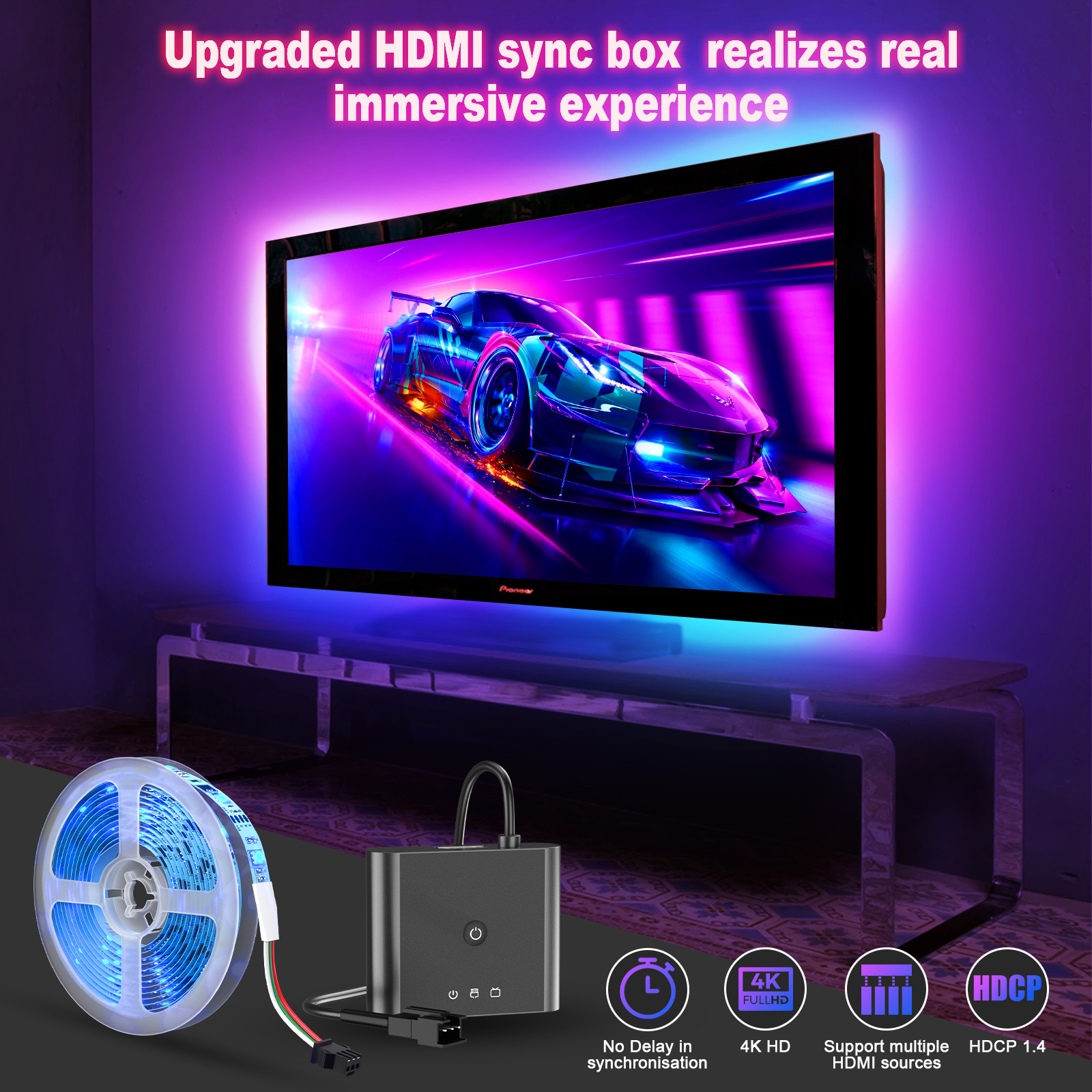 Hoomc AL11-C3 Sync box led backlight 4k30Hz HDMI1.4b TV Strip Lights Sync box led backlight  for hdmi sync led light