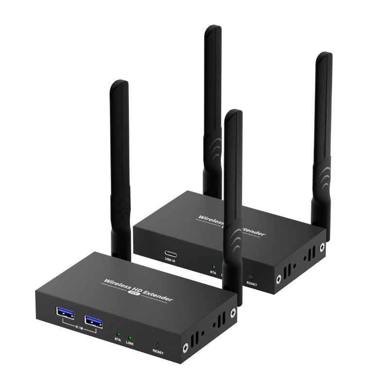 Wireless HDMI KVM Extender Kit, Supports 1080P Full HD 200m DT262W Wireless HDMI Transmitter and Receiver with HDMI Loop-Out