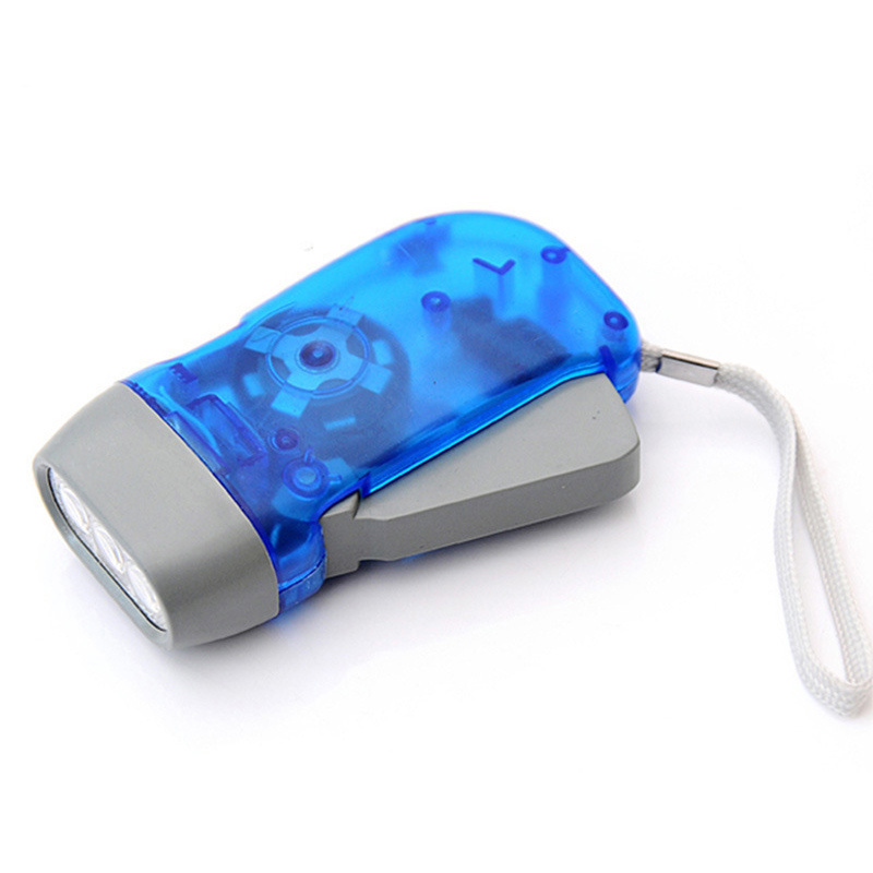 transparent Manual pressing power dynamo 3 led flashlight camping  hand crank flashlight