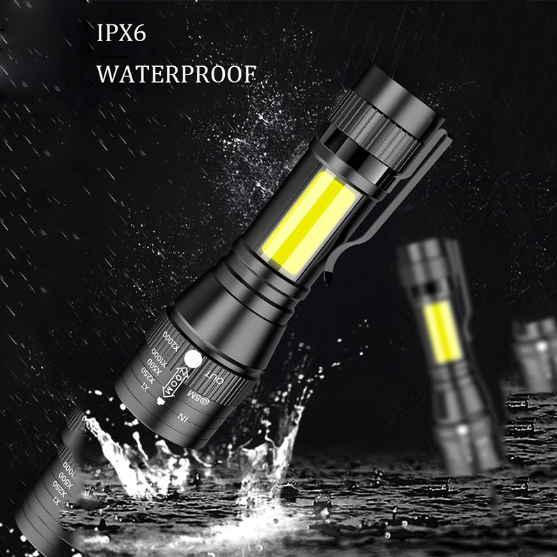 USB charging aluminum alloy clip portable mini cob led flashlight mini flashlight bulk