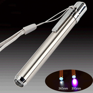 high quality uv torch light stainless steel uv flashlight 365nm 395nm Anti blue light