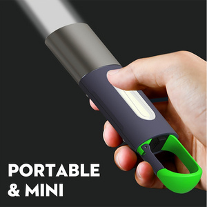 Outdoor camping working Type c mini led flashlight  LED+COB mini flashlight keychain with hook