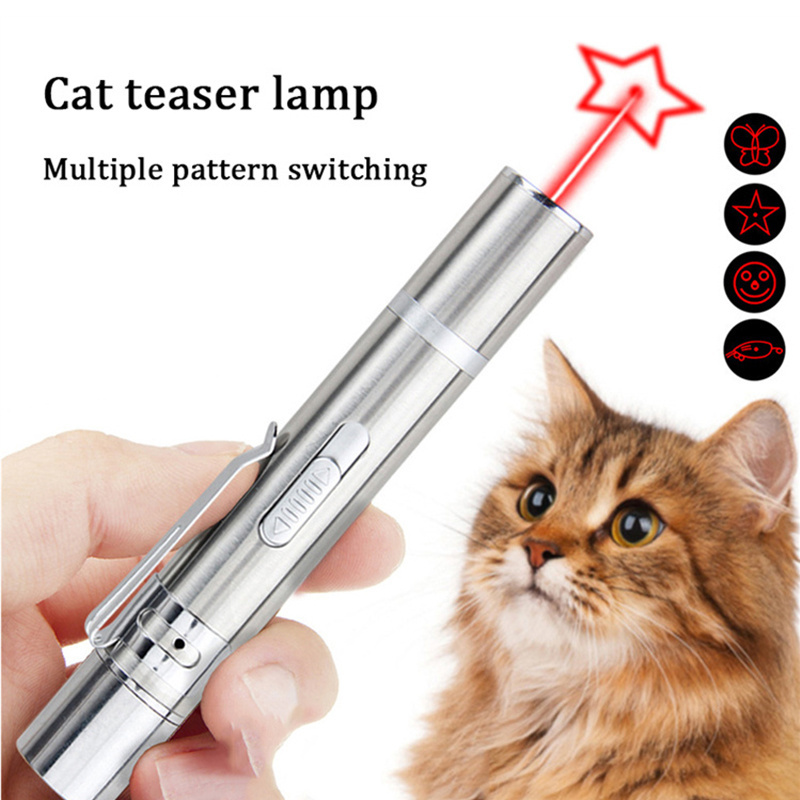 USB charging 3 in 1 red projection 395nm UV laser cat toy flashlight projection flashlight children projector