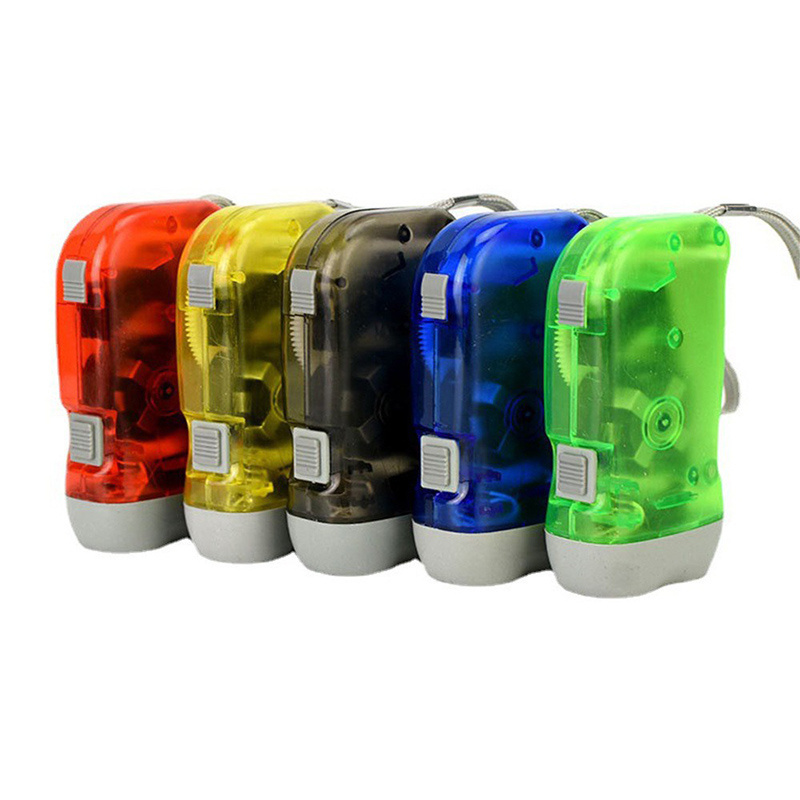 transparent Manual pressing power dynamo 3 led flashlight camping  hand crank flashlight