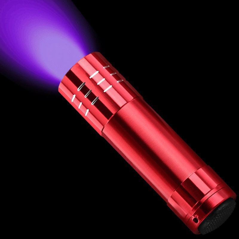 free logo multifunctional aluminum alloy mini uv flashlight 365nm lamp torch portable 9 led uv led light