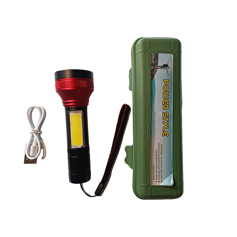 aluminium alloy waterproof flashlight mechanical zoom usb rechargeable 500 lumen led cob work flashlight usb rechargeable