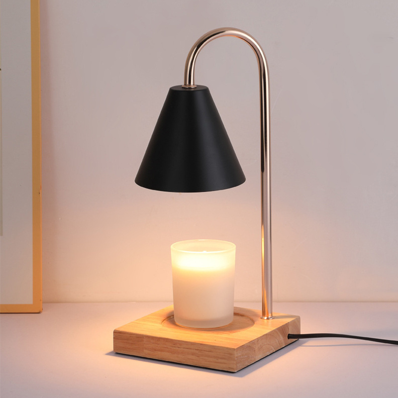 electric wood metal candle warmer lamp scented wax Timed dimming tealight candle lamp for Bedroom